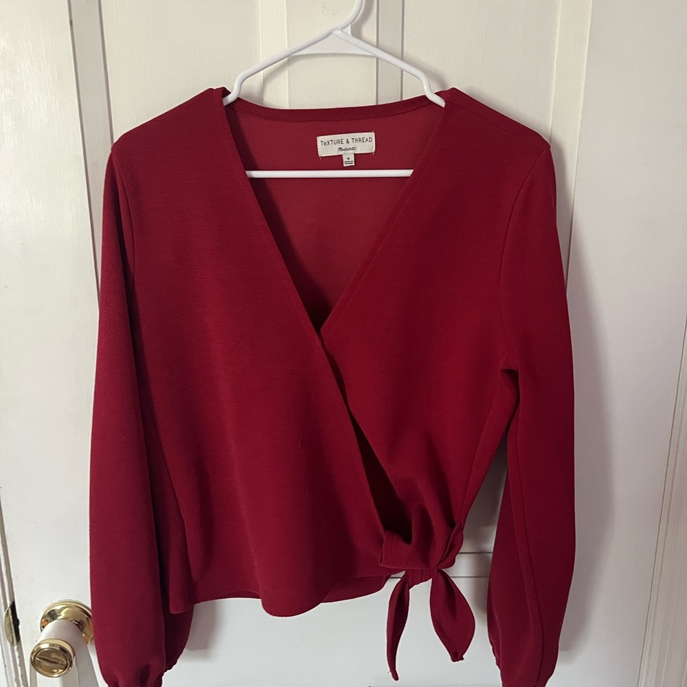 Madewell Women's Red Wrap Blouse